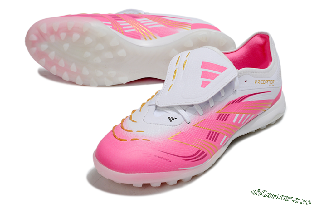 Adidas Predator 25 Elite Foldover Tongue TF Artificial Turf Soccer Shoes - Pink/White/Gold 3