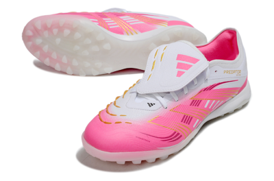 Adidas Predator 25 Elite Foldover Tongue TF Artificial Turf Soccer Shoes - Pink/White/Gold