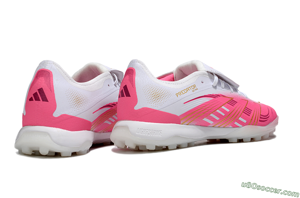 Adidas Predator 25 Elite Foldover Tongue TF Artificial Turf Soccer Shoes - Pink/White/Gold 6