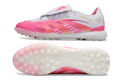 Adidas Predator 25 Elite Foldover Tongue TF Artificial Turf Soccer Shoes - Pink/White/Gold