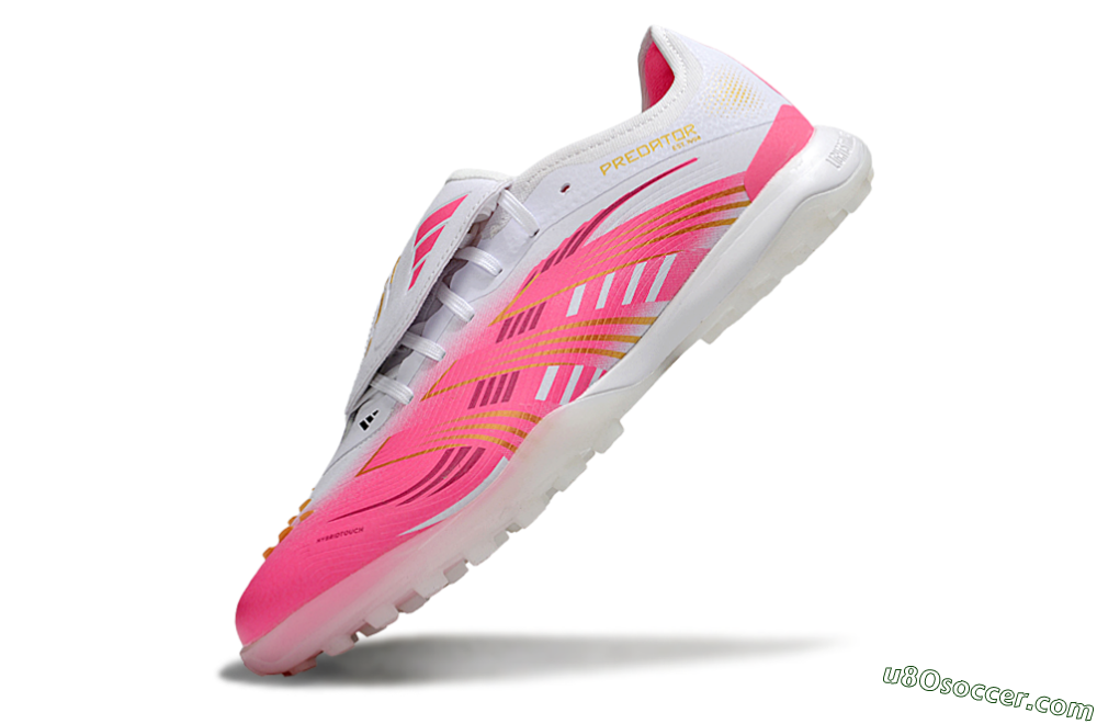 Adidas Predator 25 Elite Foldover Tongue TF Artificial Turf Soccer Shoes - Pink/White/Gold 5