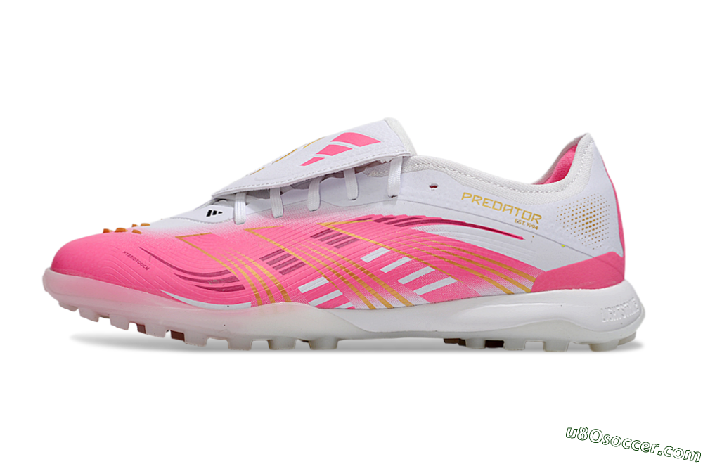 Adidas Predator 25 Elite Foldover Tongue TF Artificial Turf Soccer Shoes - Pink/White/Gold 2