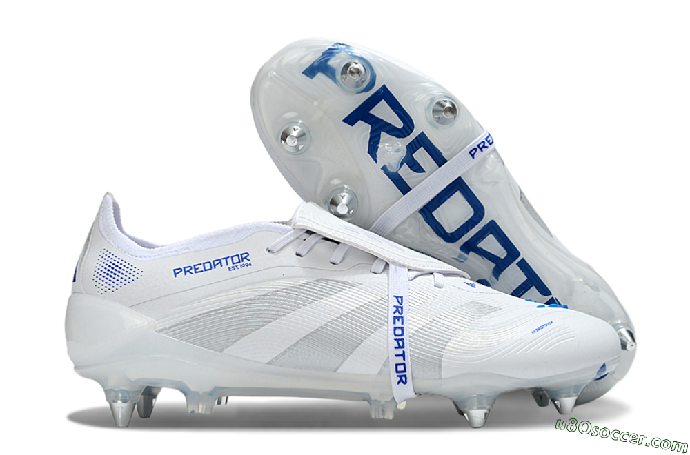 Adidas Predator 25 Elite Foldover Tongue SG Soft Ground Soccer Cleats - Beige/White/Blue 1