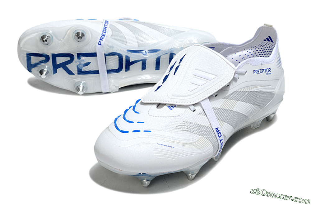 Adidas Predator 25 Elite Foldover Tongue SG Soft Ground Soccer Cleats - Beige/White/Blue 3