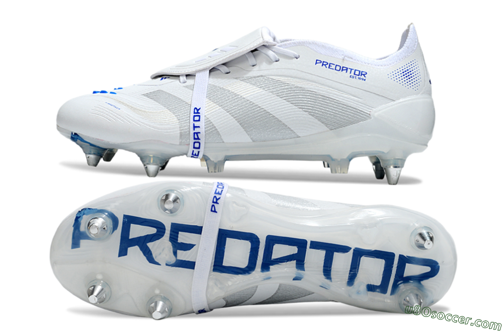 Adidas Predator 25 Elite Foldover Tongue SG Soft Ground Soccer Cleats - Beige/White/Blue 0