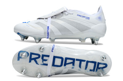 Adidas Predator 25 Elite Foldover Tongue SG Soft Ground Soccer Cleats - Beige/White/Blue