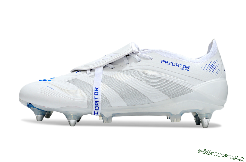 Adidas Predator 25 Elite Foldover Tongue SG Soft Ground Soccer Cleats - Beige/White/Blue 2