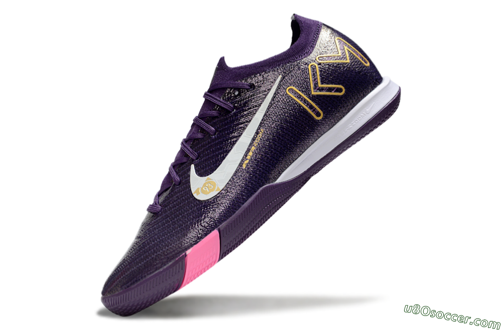 Nike Air Zoom Mercurial Vapor 16 Elite IC Indoor & Futsal Soccer Shoes - Purple/White/Gold 5