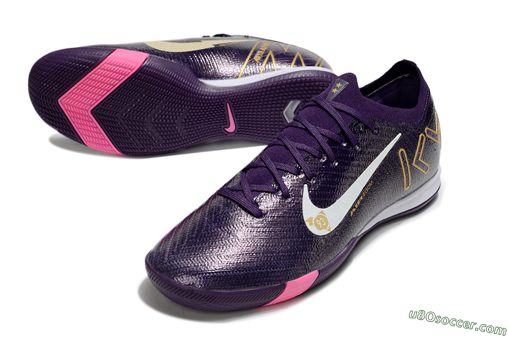 Nike Air Zoom Mercurial Vapor 16 Elite IC Indoor & Futsal Soccer Shoes - Purple/White/Gold 3