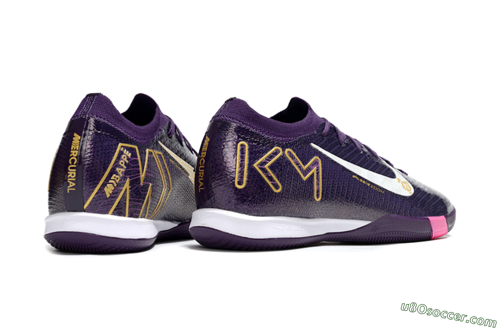 Nike Air Zoom Mercurial Vapor 16 Elite IC Indoor & Futsal Soccer Shoes - Purple/White/Gold 6
