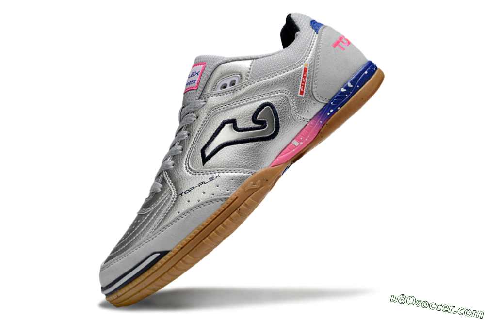 Joma Top Flex IC Indoor & Futsal Soccer Shoes - Silver/Pink/Blue 5