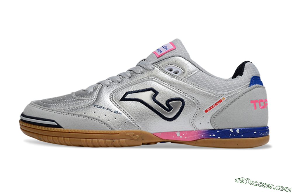 Joma Top Flex IC Indoor & Futsal Soccer Shoes - Silver/Pink/Blue 2