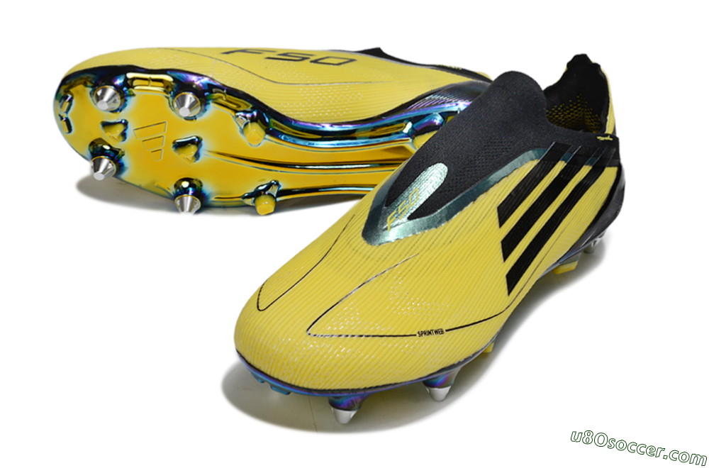 Adidas F50 Elite Laceless SG Soft Ground Soccer Cleats - Yellow/Black/Gold 3