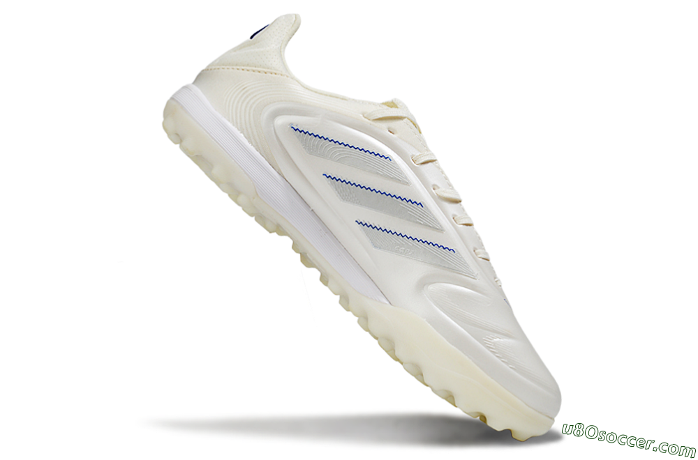 Adidas Copa Pure 3 TF Artificial Turf Soccer Shoes - Beige/Blue/White 4