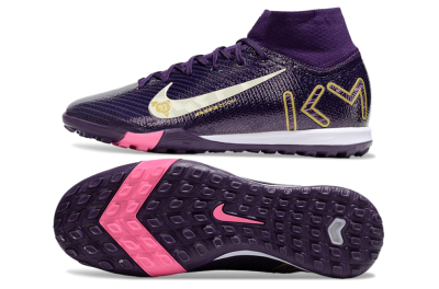 Nike Air Zoom Mercurial Superfly 10 Elite TF Artificial Turf Soccer Shoes - Purple/White/Gold