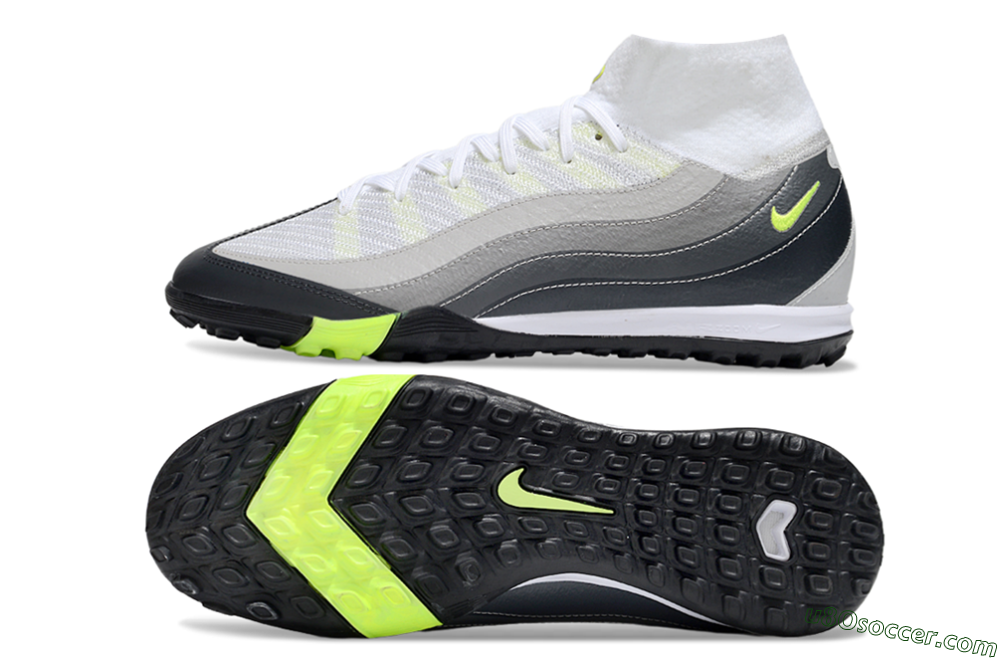 Nike Air Zoom Mercurial Superfly 10 Elite TF Artificial Turf Soccer Shoes - White/Grey/Yellow 0