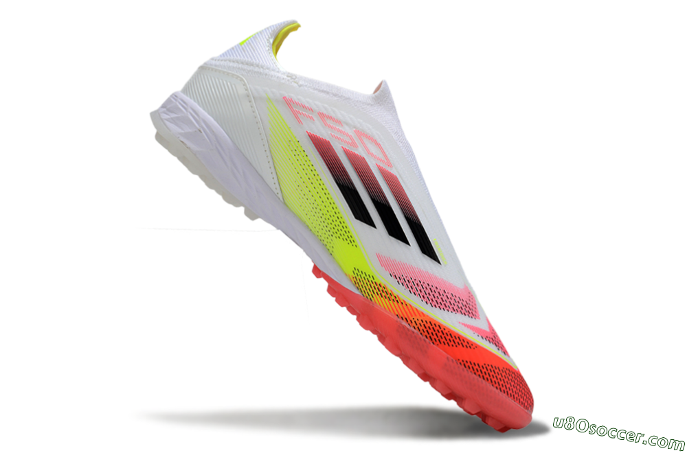 Adidas F50 Elite Laceless TF Artificial Turf Soccer Shoes - White/Red/Yellow 5