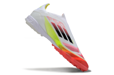 Adidas F50 Elite Laceless TF Artificial Turf Soccer Shoes - White/Red/Yellow