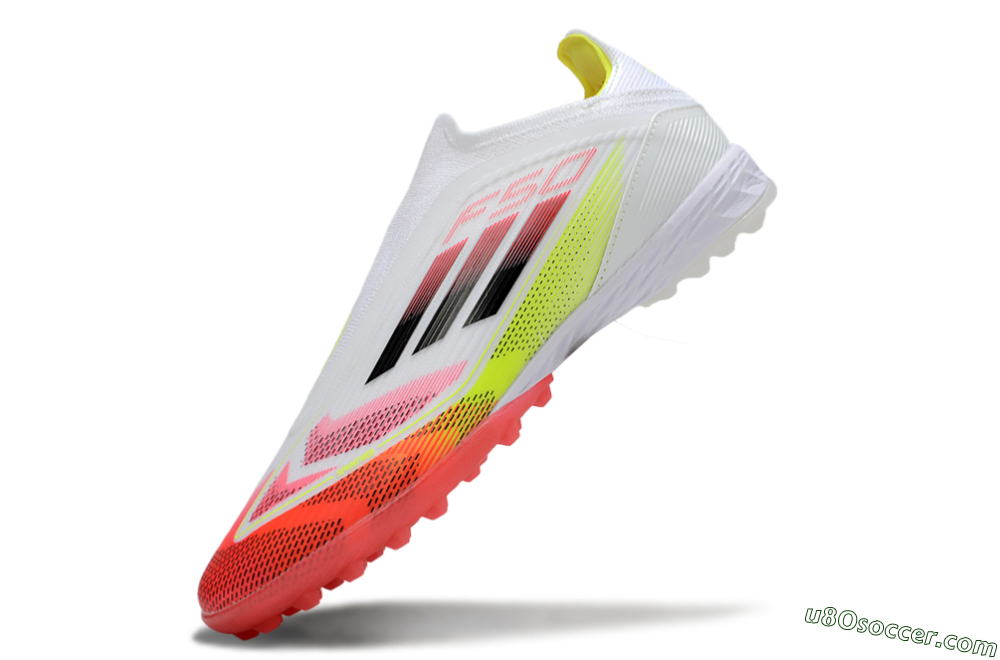 Adidas F50 Elite Laceless TF Artificial Turf Soccer Shoes - White/Red/Yellow 6