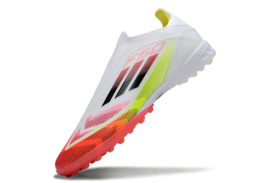 Adidas F50 Elite Laceless TF Artificial Turf Soccer Shoes - White/Red/Yellow