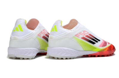 Adidas F50 Elite Laceless TF Artificial Turf Soccer Shoes - White/Red/Yellow