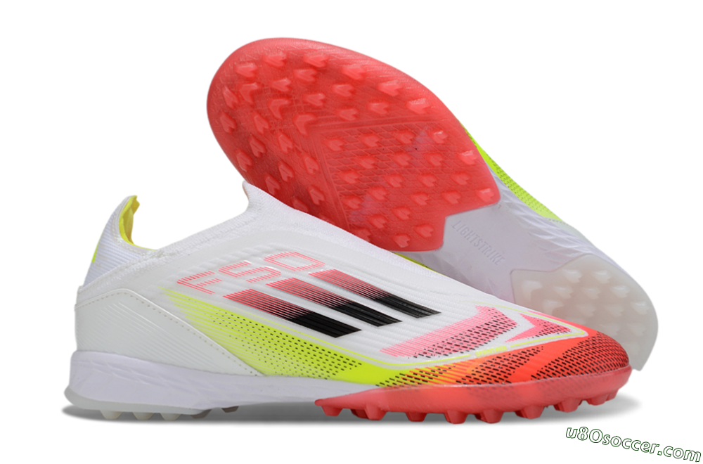 Adidas F50 Elite Laceless TF Artificial Turf Soccer Shoes - White/Red/Yellow 1