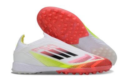 Adidas F50 Elite Laceless TF Artificial Turf Soccer Shoes - White/Red/Yellow