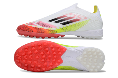 Adidas F50 Elite Laceless TF Artificial Turf Soccer Shoes - White/Red/Yellow
