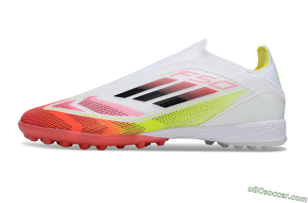 Adidas F50 Elite Laceless TF Artificial Turf Soccer Shoes - White/Red/Yellow 2