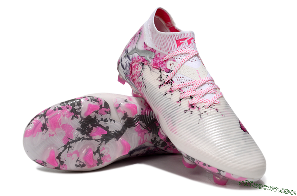 Puma Future 8 Ultimate FG Firm Ground Soccer Cleats - White/Pink/Silver 4