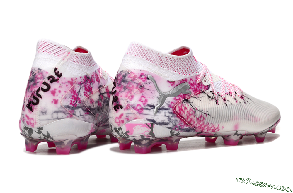 Puma Future 8 Ultimate FG Firm Ground Soccer Cleats - White/Pink/Silver 7