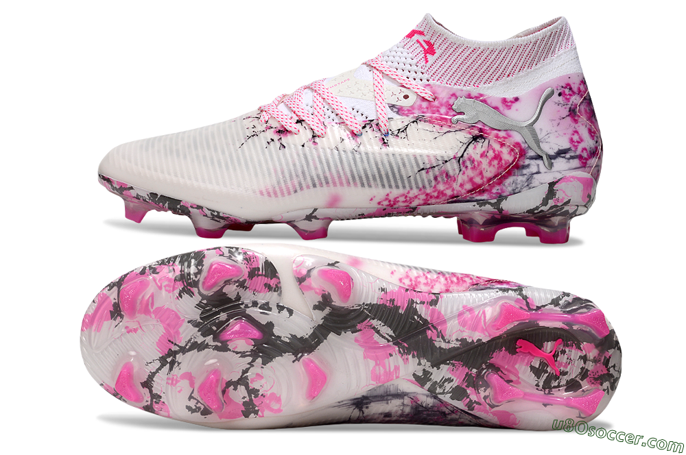 Puma Future 8 Ultimate FG Firm Ground Soccer Cleats - White/Pink/Silver 0