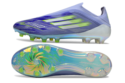 Adidas F50 Elite Laceless FG Firm Ground Soccer Cleats - Blue/Yellow/Silver