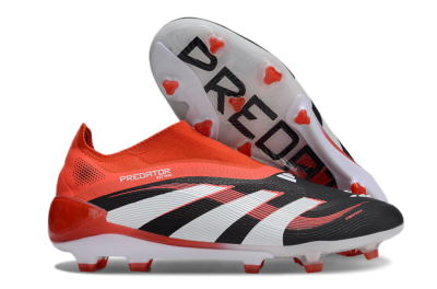 Adidas Predator 25 Elite Foldover Tongue Laceless FG Firm Ground Soccer Cleats - Black/Red/White