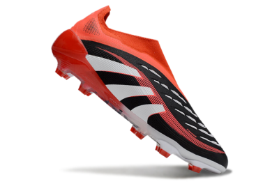 Adidas Predator 25 Elite Foldover Tongue Laceless FG Firm Ground Soccer Cleats - Black/Red/White