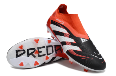 Adidas Predator 25 Elite Foldover Tongue Laceless FG Firm Ground Soccer Cleats - Black/Red/White
