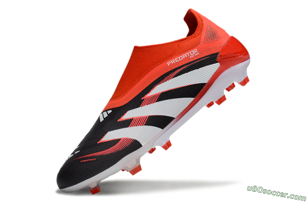 Adidas Predator 25 Elite Foldover Tongue Laceless FG Firm Ground Soccer Cleats - Black/Red/White 5