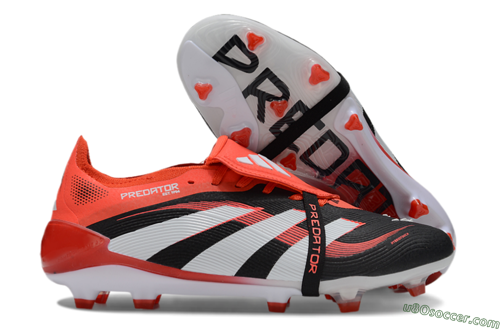 Adidas Predator 25 Elite Foldover Tongue FG Firm Ground Soccer Cleats - Black/Red/White 1