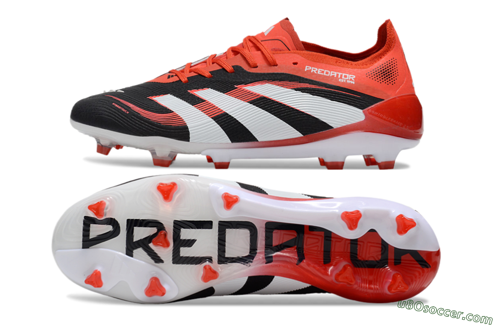 Adidas Predator 25 Elite FG Firm Ground Soccer Cleats - Black/Red/White 0