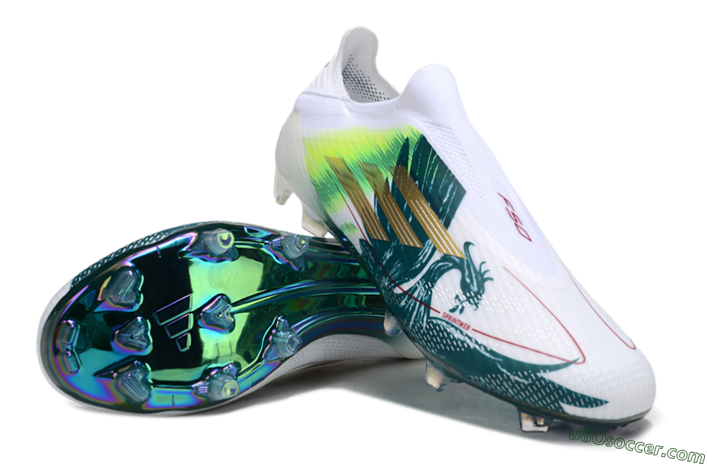Adidas F50 Elite Laceless FG Firm Ground Soccer Cleats - White/Green/Yellow 3