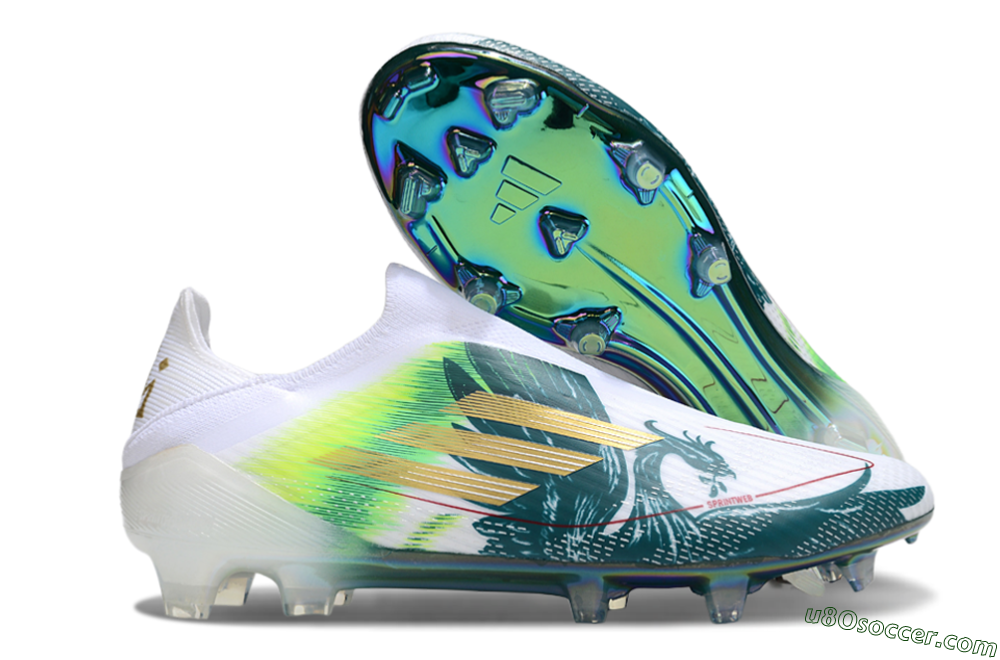 Adidas F50 Elite Laceless FG Firm Ground Soccer Cleats - White/Green/Yellow 1