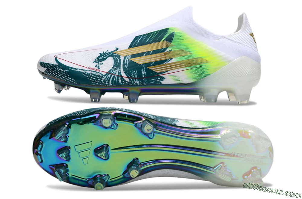 Adidas F50 Elite Laceless FG Soccer Cleats - White/Green/Yellow