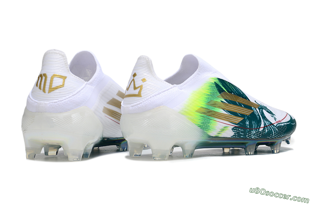 Adidas F50 Elite Laceless FG Firm Ground Soccer Cleats - White/Green/Yellow 6