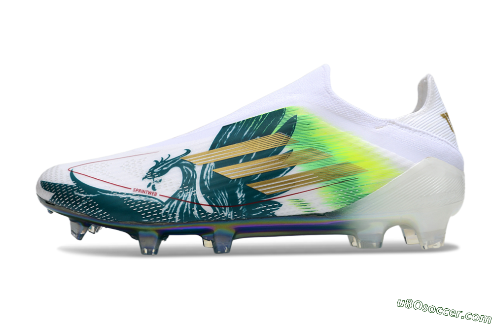 Adidas F50 Elite Laceless FG Firm Ground Soccer Cleats - White/Green/Yellow 2