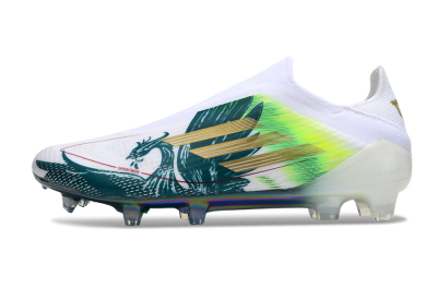 Adidas F50 Elite Laceless FG Firm Ground Soccer Cleats - White/Green/Yellow