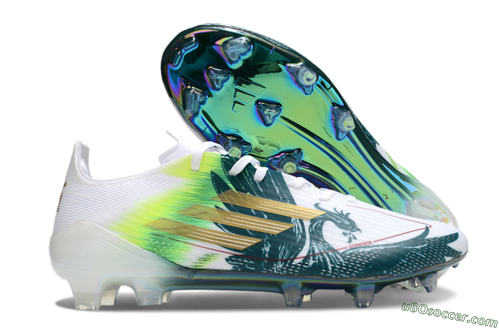 Adidas F50 Elite FG Firm Ground Soccer Cleats - White/Green/Yellow 1