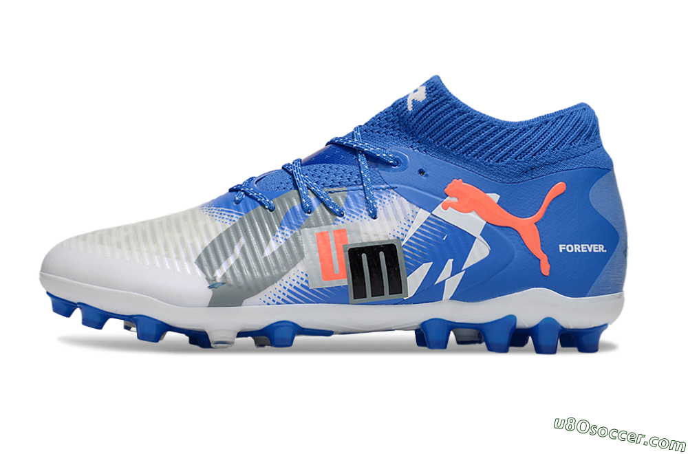 Puma Future 8 Ultimate MG Multi Ground Soccer Cleats - Blue/White/Orange 2
