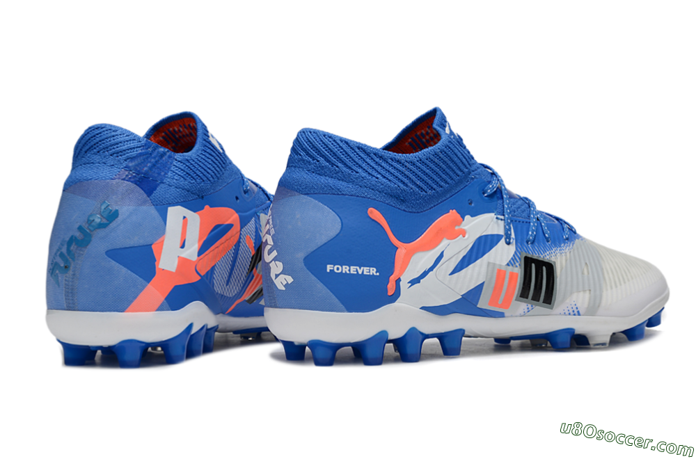 Puma Future 8 Ultimate MG Multi Ground Soccer Cleats - Blue/White/Orange 6