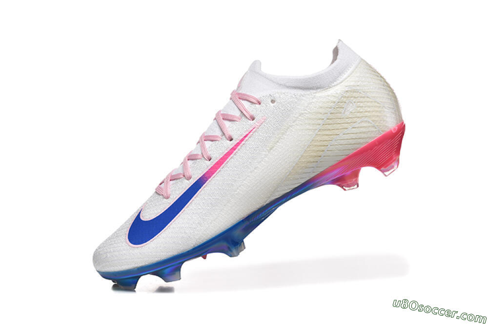 Nike Air Zoom Mercurial Vapor 16 Elite FG Firm Ground Soccer Cleats - White/Blue/Pink 8