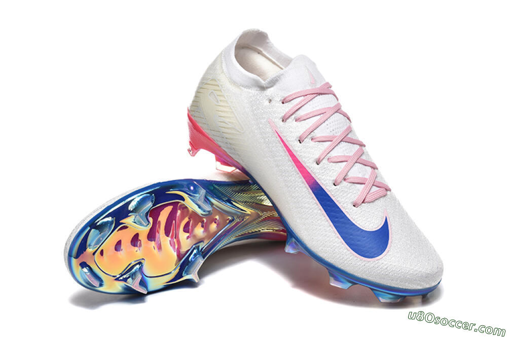 Nike Air Zoom Mercurial Vapor 16 Elite FG Firm Ground Soccer Cleats - White/Blue/Pink 4